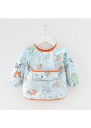 Baby Kids Toddler Long Sleeve Waterproof Scarf Art Smock Feeding Bib Pocket Infant Boys Girls Burp Cloths Bandana Bibs