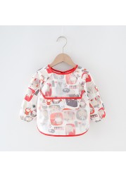 Baby Kids Toddler Long Sleeve Waterproof Scarf Art Smock Feeding Bib Pocket Infant Boys Girls Burp Cloths Bandana Bibs