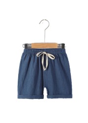 2021 Teenage Shorts Boy Girl 2 4 6 8 10 12 Y Linen Blue Black Short Pants Kids Boys Cotton Sports Beach Shorts Children Clothes