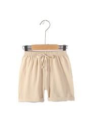 2021 Teenage Shorts Boy Girl 2 4 6 8 10 12 Y Linen Blue Black Short Pants Kids Boys Cotton Sports Beach Shorts Children Clothes