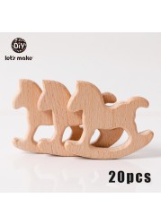 Let's Make 20pcs Wooden Teeth Natural Beech Wood Animal Wholesale DIY Bracelet Chain Accessories New Born BPA Free Elephant