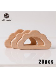 Let's Make 20pcs Wooden Teeth Natural Beech Wood Animal Wholesale DIY Bracelet Chain Accessories New Born BPA Free Elephant