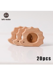 Let's Make 20pcs Wooden Teeth Natural Beech Wood Animal Wholesale DIY Bracelet Chain Accessories New Born BPA Free Elephant