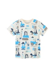 Little maven 2022 summer clothes baby boys children excavator T-shirt cotton lovely comfort and soft for kids 2-7 years old