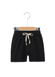 2021 Summer Teen Shorts for Girls Boys Short Pants Cotton Linen Kids Running Shorts Baby Baggy Black Beach Shorts 2 to 12Y