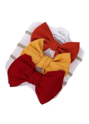 3pcs/set Baby Girls Lovely Bow Hairband Elastic Wide Headband Stretch Knot Headbands Turban Headdress Clothes Accessory