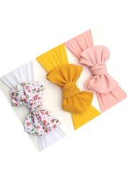 3pcs/set Baby Girls Lovely Bow Hairband Elastic Wide Headband Stretch Knot Headbands Turban Headdress Clothes Accessory