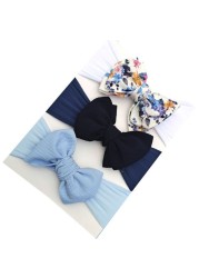 3pcs/set Baby Girls Lovely Bow Hairband Elastic Wide Headband Stretch Knot Headbands Turban Headdress Clothes Accessory