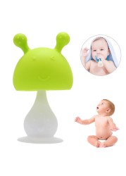 Baby Safe Silicone Teether Newborn Chew Training Toys Cute Mushroom Shape Teething Stick Boys Girls Baby Teether Smooth Soft