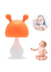 Baby Safe Silicone Teether Newborn Chew Training Toys Cute Mushroom Shape Teething Stick Boys Girls Baby Teether Smooth Soft