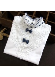 Spring Autumn Winter Girls Blouse Teen Girls Shirts Tops Cotton Lace Long Sleeve Girls Tops Shirt Kids Clothes For Kids