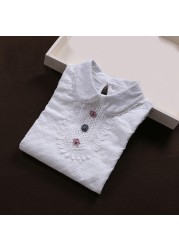 Spring Autumn Winter Girls Blouse Teen Girls Shirts Tops Cotton Lace Long Sleeve Girls Tops Shirt Kids Clothes For Kids