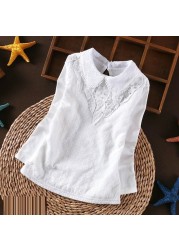 Spring Autumn Winter Girls Blouse Teen Girls Shirts Tops Cotton Lace Long Sleeve Girls Tops Shirt Kids Clothes For Kids