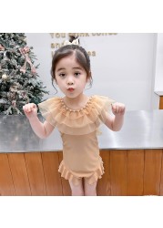 2022 Summer Swimwear for Girls Swimwear One Piece Swimsuit Children Ruffled Princess Swimming Trunks SPA Beach Kids Clothes