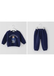 Spring New Children's Casual Clothes Suit Baby Boys Girls Long Sleeve Sweatshirt Pants 2pcs Set Kids Cartoon Bear Clothes Set