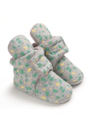 New Baby Boys Girls Walkers Floral Socks Cotton Comfortable Soft Anti-slip Walking Shoes Newborn Warm Shoes