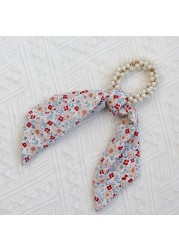 Fashion Women Pearl Hair Band Bandana Ropes Girl Bows Ponytail Scarf Ribbon Elastic Hair Accessories Scrunchie