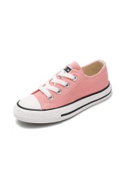 Baby Girl Sneakers Boy Shoes Kids Jelly Color Canvas Shoes Lace Up Classic Flats Children Shoes for Student C07182