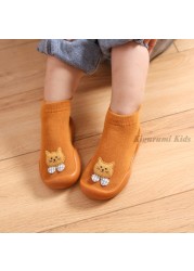 Baby First Shoes Baby Girls Newborn Knitwear Socks Warm Infant Winter Shoes Fox Rabbit Cartoon Kids Boy Casual Shoes 2021