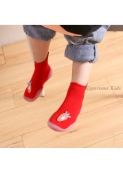 Baby First Shoes Baby Girls Newborn Knitwear Socks Warm Infant Winter Shoes Fox Rabbit Cartoon Kids Boy Casual Shoes 2021