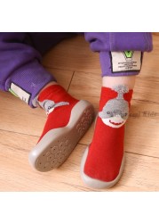 Baby First Shoes Baby Girls Newborn Knitwear Socks Warm Infant Winter Shoes Fox Rabbit Cartoon Kids Boy Casual Shoes 2021