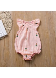 Summer Newborn Infant Baby Girls Romper Gauze Cotton Linen Baby Romper Playsuit Jumpsuit Fashion Baby Clothes