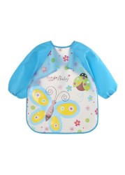 0-3Y Baby Bibs Cute Cartoon Animals Waterproof Children Colorful Bib Full Sleeve Bibs Children Apron Long Sleeve Feeding Bibs