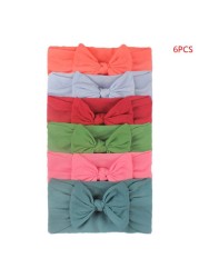 6pcs/set Baby Girls Lovely Bow Hairband Elastic Wide Headband Stretch Knot Headbands Turban Headdress Clothes Accessory