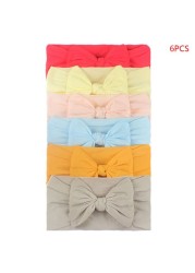 6pcs/set Baby Girls Lovely Bow Hairband Elastic Wide Headband Stretch Knot Headbands Turban Headdress Clothes Accessory