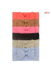 6pcs/set Baby Girls Lovely Bow Hairband Elastic Wide Headband Stretch Knot Headbands Turban Headdress Clothes Accessory