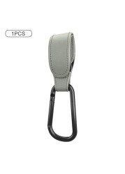 PU Leather Baby Stroller Hook Bag Hanging Bags Holder 360 Degree Rotate Pram Stroller Velcro Organizer Strap Stroller Accessories