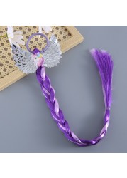 Princess Wig Ropes Cute Girls Princess Twist Hair Pieces Elastic Hair Bands Ponytail Headwear Elsa Unicorn Baby Hair Accessories