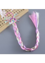 Princess Wig Ropes Cute Girls Princess Twist Hair Pieces Elastic Hair Bands Ponytail Headwear Elsa Unicorn Baby Hair Accessories