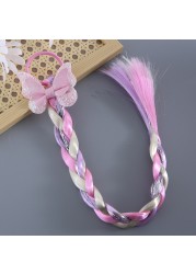 Princess Wig Ropes Cute Girls Princess Twist Hair Pieces Elastic Hair Bands Ponytail Headwear Elsa Unicorn Baby Hair Accessories