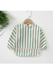 Easy to Wear Long Sleeve Baby Bib Baby Soft PU Bibs Painting Waterproof Meals Protection Washable Easy Clean Smock for Babies