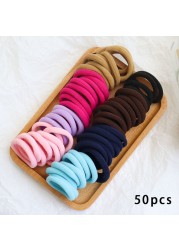 50pcs Set Colorful Girl Ornament Nylon Elastic Hair Bands Ponytail Hair Accessories Holder Rubber Bands Scrunchie Headband