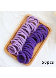 50pcs Set Colorful Girl Ornament Nylon Elastic Hair Bands Ponytail Hair Accessories Holder Rubber Bands Scrunchie Headband