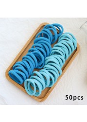 50pcs Set Colorful Girl Ornament Nylon Elastic Hair Bands Ponytail Hair Accessories Holder Rubber Bands Scrunchie Headband