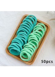 50pcs Set Colorful Girl Ornament Nylon Elastic Hair Bands Ponytail Hair Accessories Holder Rubber Bands Scrunchie Headband