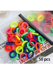 50pcs Set Colorful Girl Ornament Nylon Elastic Hair Bands Ponytail Hair Accessories Holder Rubber Bands Scrunchie Headband