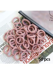 50pcs Set Colorful Girl Ornament Nylon Elastic Hair Bands Ponytail Hair Accessories Holder Rubber Bands Scrunchie Headband