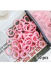 50pcs Set Colorful Girl Ornament Nylon Elastic Hair Bands Ponytail Hair Accessories Holder Rubber Bands Scrunchie Headband