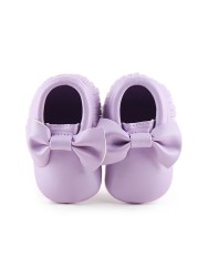 Newborn Baby Shoes Infant Boys Girl First Walker PU Sole Princess Bowknot Fringe Toddler Baby Crib Shoes Casual Moccasins