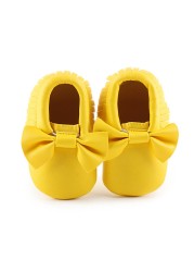 Newborn Baby Shoes Infant Boys Girl First Walker PU Sole Princess Bowknot Fringe Toddler Baby Crib Shoes Casual Moccasins