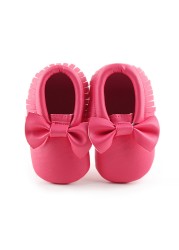 Newborn Baby Shoes Infant Boys Girl First Walker PU Sole Princess Bowknot Fringe Toddler Baby Crib Shoes Casual Moccasins