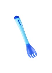 1pc Baby Soft Temperature Sensing Spoon Baby Safety Learning Fork Spoon Children Kids Boy Girl Food Feeding Utensils Tool