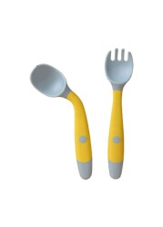 Baby Children Spoon Fork Set Soft Bendable Silicone Scoop Fork Cutlery Set Kid Training Feeding Cutlery Utensils