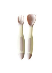 Baby Children Spoon Fork Set Soft Bendable Silicone Scoop Fork Cutlery Set Kid Training Feeding Cutlery Utensils