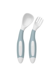 Baby Children Spoon Fork Set Soft Bendable Silicone Scoop Fork Cutlery Set Kid Training Feeding Cutlery Utensils