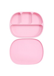 Silicone Baby Dinner Plate With Four Separating Compartments Strong Suction Cup With Lid Silicone Macaron Fresh Color BPA Free